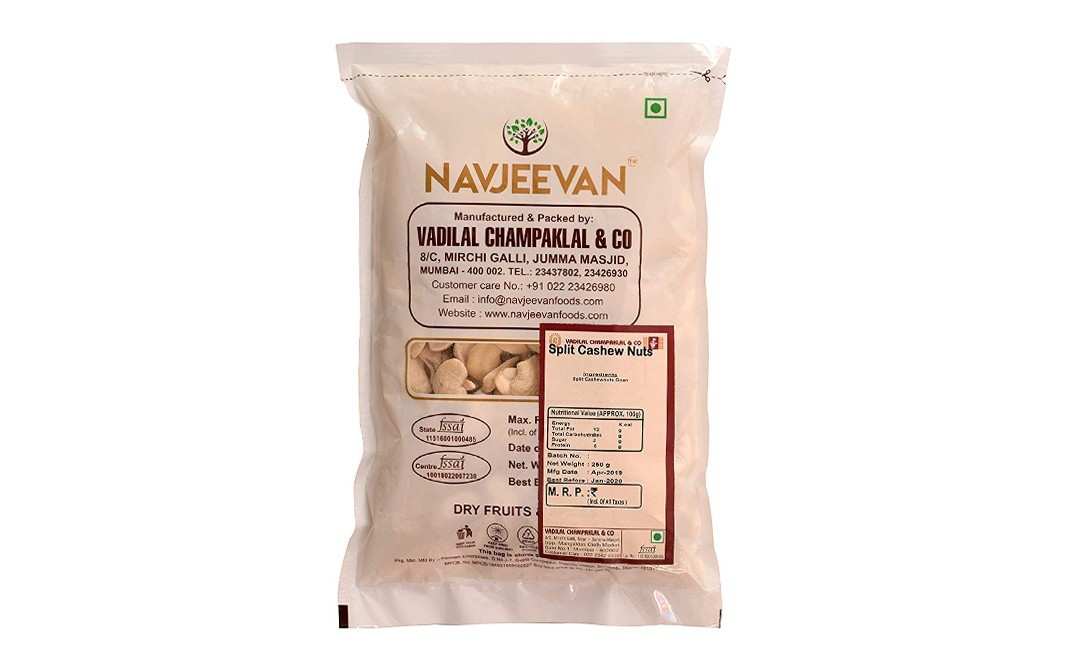 Navjeevan Split Cashew Nuts    Pack  250 grams